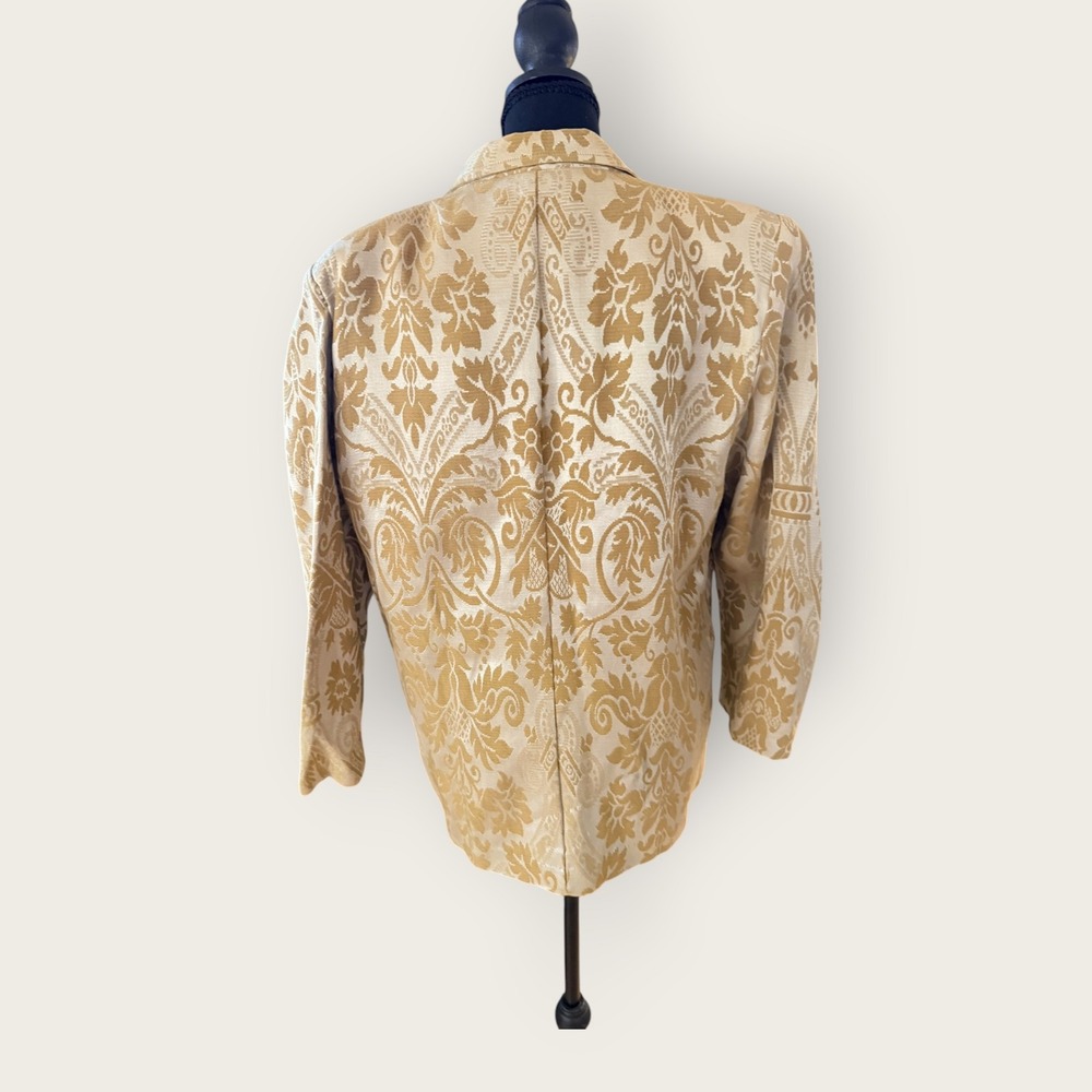 Vintage 90s Y2K Gold Floral Tapestry Blazer Sz 7/8 Urban Unique Artsy Maximalist - Picture 3 of 8